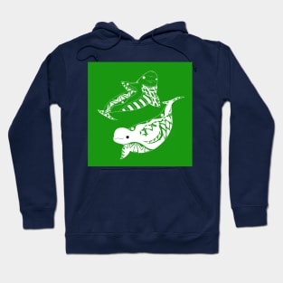 beluga whale in green ecopop pattern mandala Hoodie